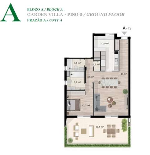 Apartamento T1 sofisticado em Santo Estevão, Tavira