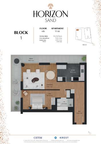 Oceanfront T1 com Piscina e Garagem em Quarteira