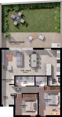 Apartamento T2 com Jardim Privativo e Piscina comum em Tavira