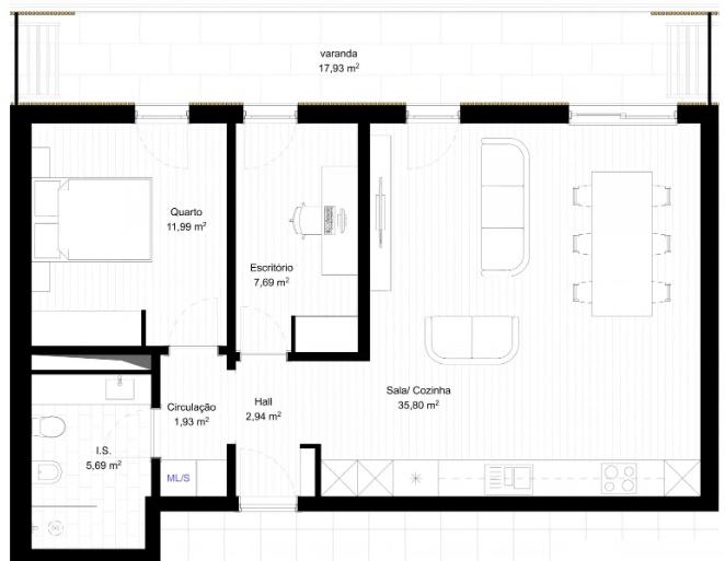 Apartamento T1+1 com varanda e garagem para venda em Portimão