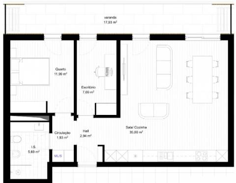 Apartamento T1+1 com varanda e garagem para venda em Portimão