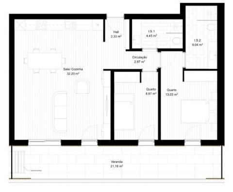 Apartamento T2 com varanda e garagem no centro de Portimão