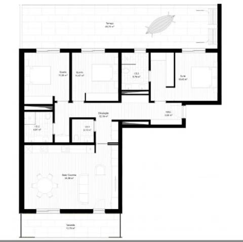 Apartamento T3 com terraço, varanda no último andar, em Portimão