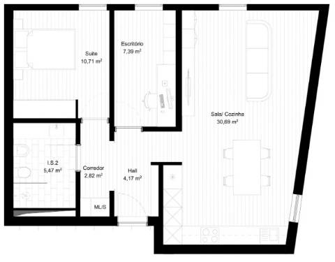 Apartamento T1+1 com garagem no centro de Portimão