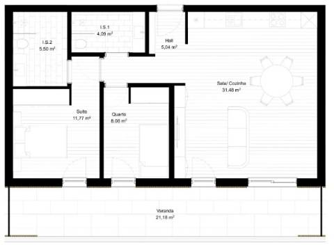 Apartamento T2 com varanda e garagem no último andar, em Portimão