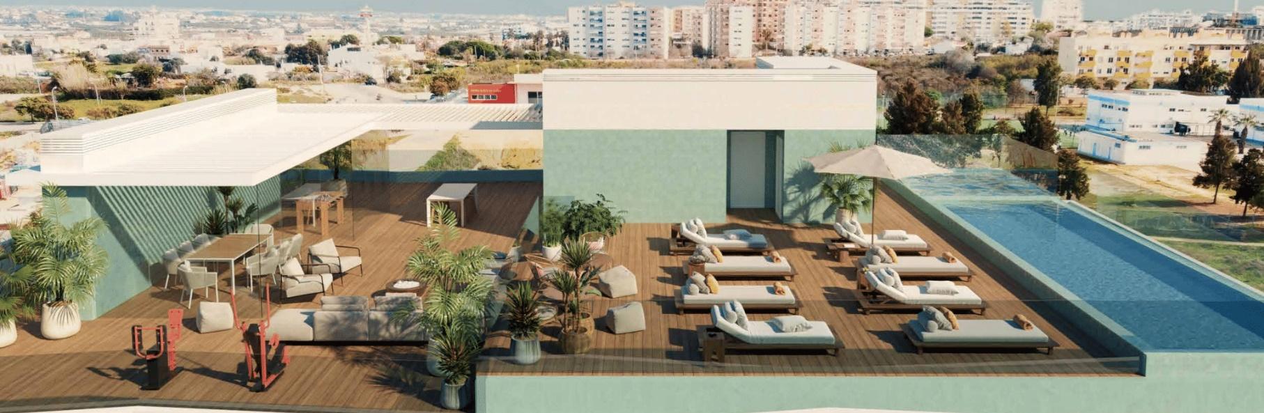 Apartamento T2 Duplex com terraço privado e piscina