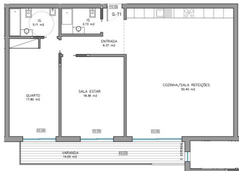 Apartamento T2, em fase de construção, para venda em Cabanas de Tavira