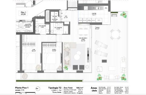 T2 Novo com varanda de 67 m2, Vista Parque da Cidade , Matosinhos Sul.