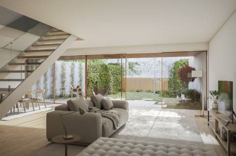 Moradia T4 com jardim em condomínio fechado na Foz, Porto