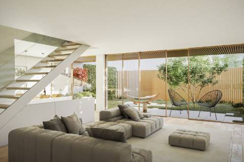 Moradia T4 com jardim em condomínio fechado na Foz, Porto