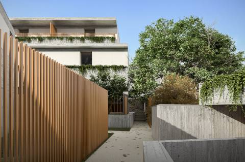 Moradia T4 com jardim em condomínio fechado na Foz, Porto