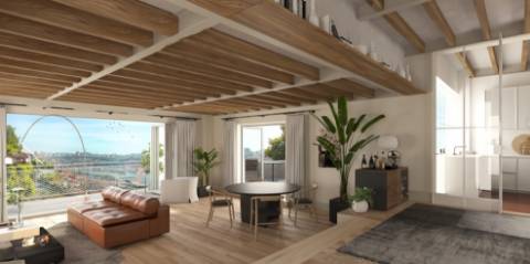 T2 com vista de Rio no Porto