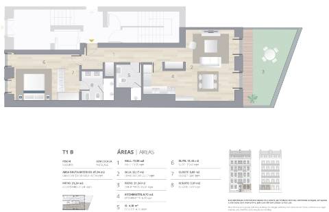 Apartamento T1, com jardim privativo de 21,24m2 e estacionamento por 10 anos nas Avenidas Novas