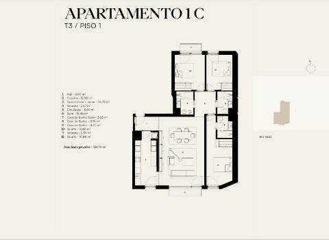 Apartamento T3 novo a estrear, com 1 varanda, arrecadação e 1 lugar de estacionamento, localizado na Junqueira, em Alcântara - Lisboa.
