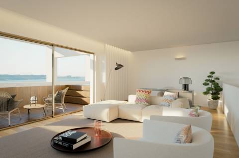 Moradia T4+1 nova a estrear, com vista Tejo, jardins e pátio privativos, terraço com jacuzzi e 3 lugares de garagem