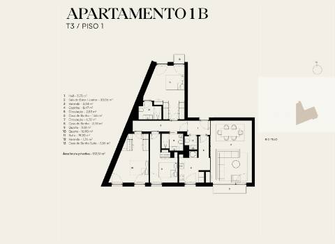 Apartamento T3 novo a estrear, com 1 varanda, arrecadação e 1 lugar de estacionamento, localizado na Junqueira, em Alcântara - Lisboa.