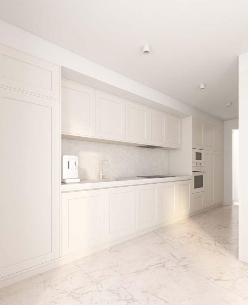 Apartamento T1+1 novo a estrear, com jardim privativo e 1 lugar de estacionamento, localizado na Junqueira, em Alcântara - Lisboa.