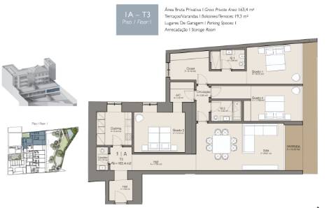 Apartamento T3 com varanda e estacionamento na Estrela