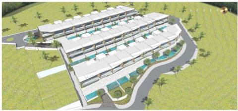 Terreno para construção de 29 moradias T3 e T4 em banda com piscina privada e vista mar