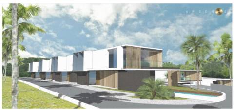 Terreno para construção de 29 moradias T3 e T4 em banda com piscina privada e vista mar