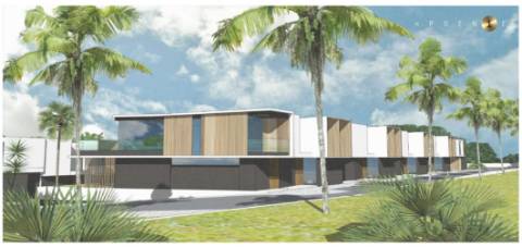 Terreno para construção de 29 moradias T3 e T4 em banda com piscina privada e vista mar