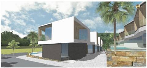 Terreno para construção de 29 moradias T3 e T4 em banda com piscina privada e vista mar