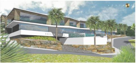 Terreno para construção de 29 moradias T3 e T4 em banda com piscina privada e vista mar