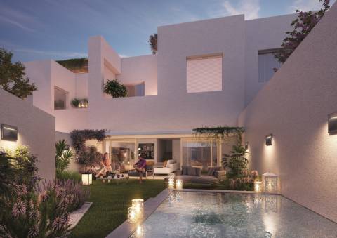 Nova moradia geminada V2 com jardim, piscina e terraço privativo - Almancil