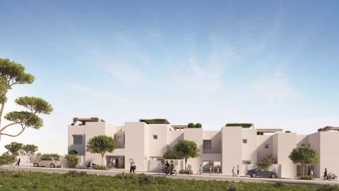 Nova moradia geminada V2 com jardim, piscina e terraço privativo - Almancil