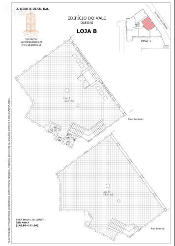 Loja Ampla com dois pisos 299m2- Queijas