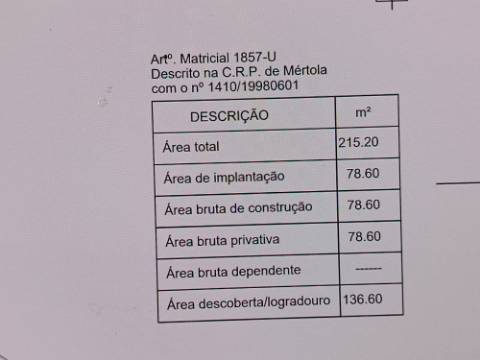 MORADIA TÍPICA ISOLADA COM 215 M2 EM ALVES - SANTANA DE CAMBAS - MÉRTOLA - BAIXO ALENTEJO