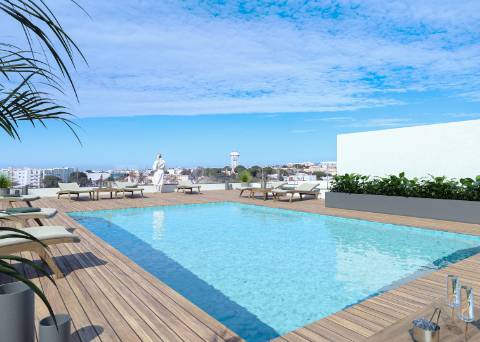 Apartamento T1 com Terraço Privativo e Piscina no Último Andar - Olhão!