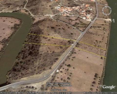 TERRENO COM 9.240 M2 COM FURO E ELETRICIDADE - JUNTO A FOZ E RIO GUADIANA - FOZ DE ODELEITE - ALGARVE