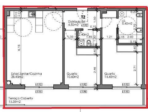 Apartamento T2 com piscina no terraço e garagem na cave - Novo - Olhão.