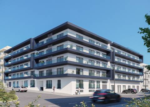 Apartamento T2 com piscina no terraço e garagem na cave - Novo - Olhão.