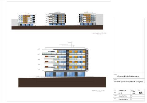 Terreno com projeto para construção de 3 blocos de apartamentos.