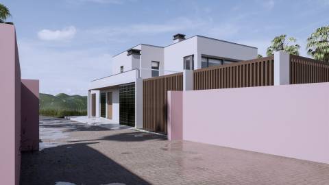 Moradia Isolada em construção com 4 suites de R/C e 1º piso com piscina e logradouro, garagem para 2 carros