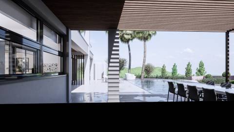 Moradia Isolada em construção com 4 suites de R/C e 1º piso com piscina e logradouro, garagem para 2 carros