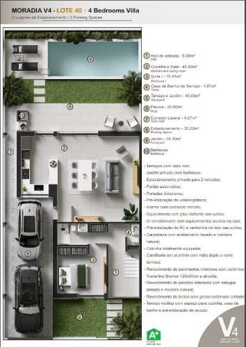 Moradia de luxo com amplas áreas, piscina, jardim e vista mar