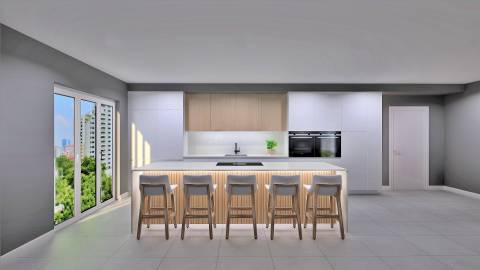 Excelente apartamento T2 com boas áreas, garagem e arrumo fechado em fase de construção no centro de Loulé.