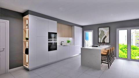 Excelente apartamento T2 com boas áreas, garagem e arrumo fechado em fase de construção no centro de Loulé.