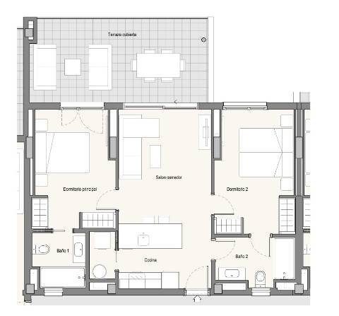 Apartamento T2 com Varanda Espaçosa