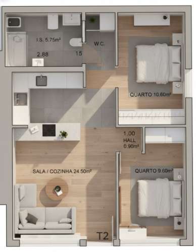 Apartamento T2 com Equipamentos Modernos | 1ª Linha de Praia - Monte Gordo