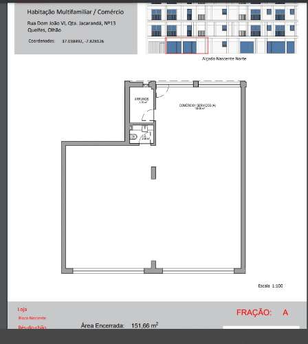 Loja com 151 M2 em edifício novo e bem localizado!