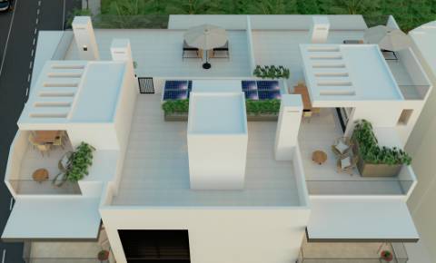 Apartamento T3, top floor, com terraço privado e fabulosa vista de mar e de cidade, elevador e garagem fechada (box) na cave, Tavira