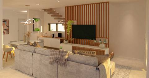 Apartamento T3, top floor, com terraço privado e fabulosa vista de mar e de cidade, elevador e garagem fechada (box) na cave, Tavira