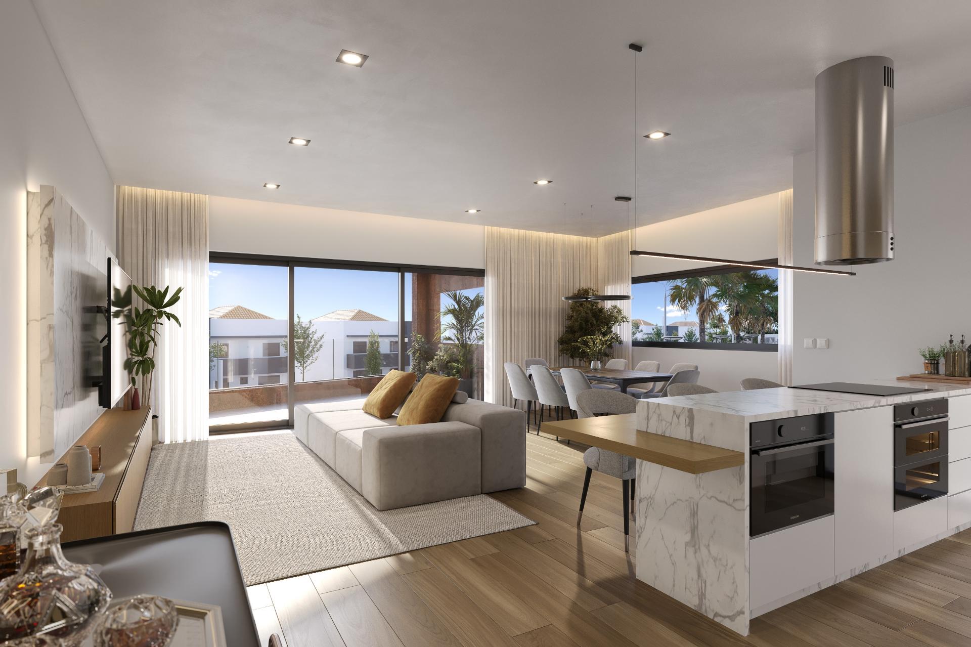 Apartamento T2, 1.º andar, em empreendimento de luxo com piscinas, SPA, jardim e ginásio em Tavira