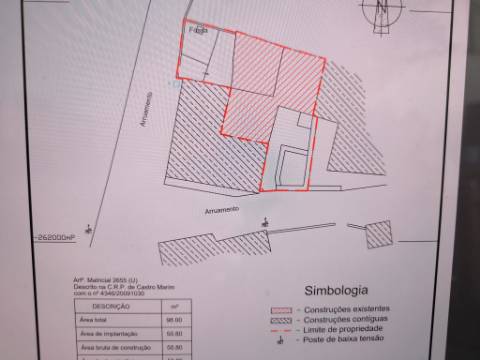 MORADIA EM RUINA PARA RECONSTRUIR - COM LOGRADOURO - VISTA MAR - QUEBRADAS - CASTRO MARIM - ALGARVE