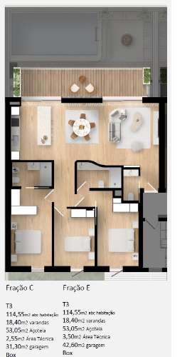 Apartamento T3 com terraço privativo - em Construção - Fuseta - Olhão