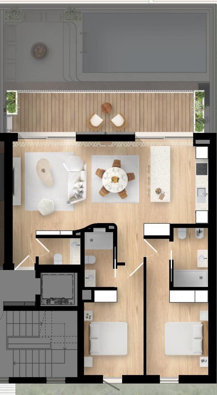 Apartamento T2 com terraço privativo - em Construção - Fuseta - Olhão